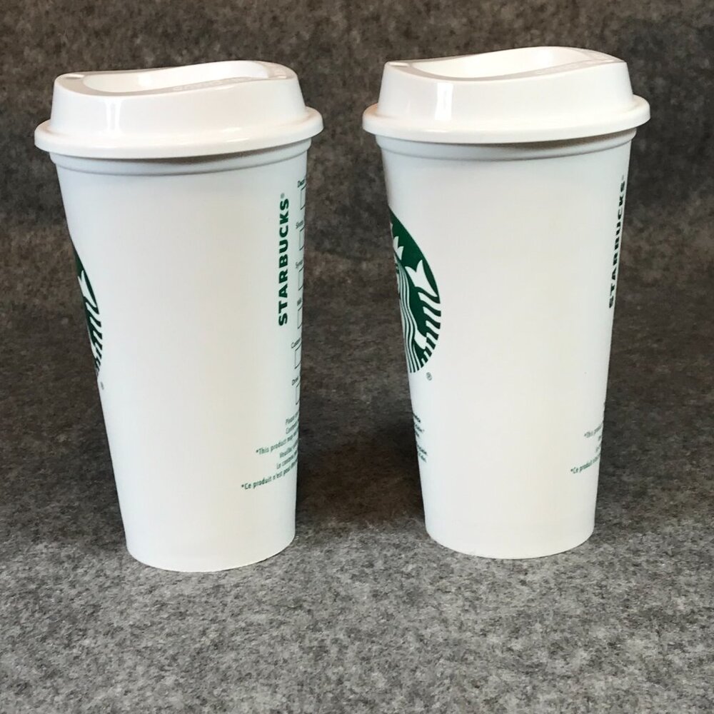 STARBUCKS Reusable Grande 16 OZ Plastic White Coffee Tea Hot Cups Mugs - Picture 5 of 10